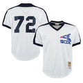 Chicago White Sox #72 Carlton Fisk Player White AmberGomez Mitchell & Ness Cooperstown Collection Mesh Game Stitched Jerseys