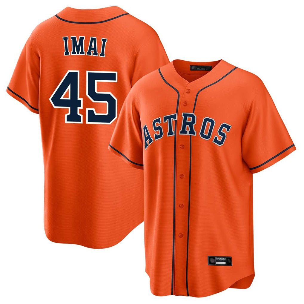Houston Astros #45 Tatsuya Imai Player Orange AmberGomez Home Game Stitched Jerseys