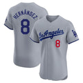 Los Angeles Dodgers #8 Enrique Hern¨¢ndez Player Gray AmberGomez Limited Elite Home Stitched Jerseys