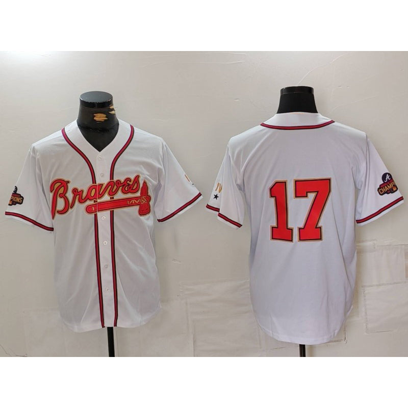 Atlanta Braves #17 Andy Messersmith White Gold AmberGomez World Series Champions Cool Base Stitched Jersey