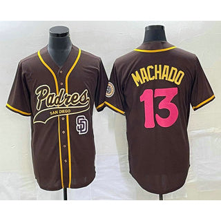 San Diego Padres #13 Manny Machado Brown AmberGomez NEW 2023 City Connect Cool Base Stitched Jersey