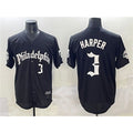 Philadelphia Phillies #3 Bryce Harper Black AmberGomez Gothic Vapor Limited Stitched Jersey