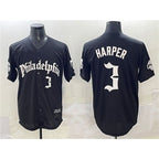 Philadelphia Phillies #3 Bryce Harper Black AmberGomez Gothic Vapor Limited Stitched Jersey