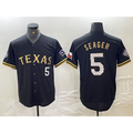 Texas Rangers #5 Corey Seager Number Black Gold AmberGomez Cool Base Stitched Jersey