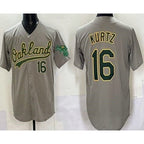 Oakland Athletics #16 Nick Kurtz Gray AmberGomez Limited Jersey