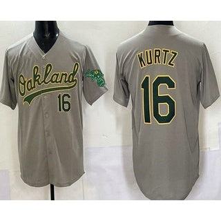 Oakland Athletics #16 Nick Kurtz Gray AmberGomez Limited Jersey
