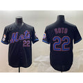 New York Mets #22 Juan Soto Black AmberGomez 2025 Spring Training Cool Base Stitched Jersey