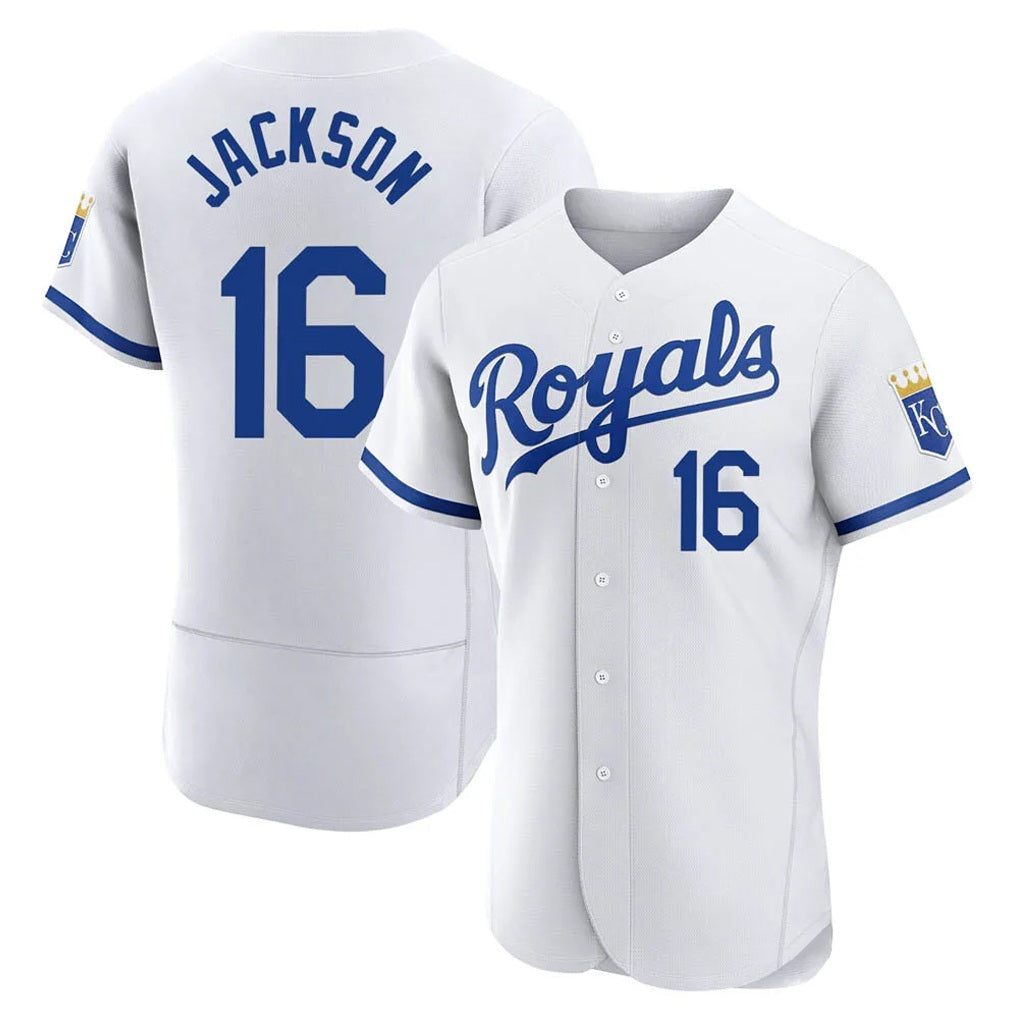 Kansas City Royals #16 Bo Jackson Player White AmberGomez Limited Elite Home Game Stitched Jerseys