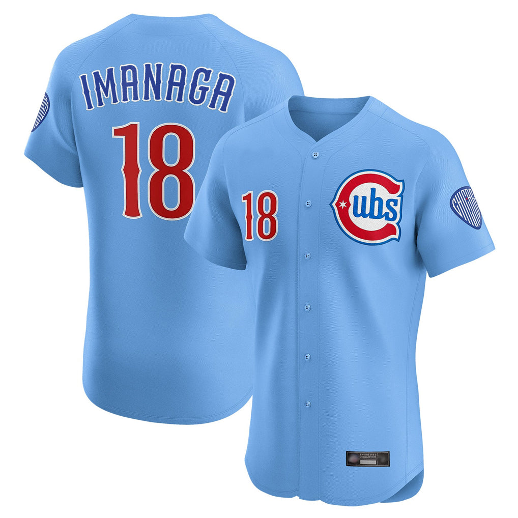 Chicago Cubs #18 Shota Imanaga Player Light Blue AmberGomez Limited Elite Home Stitched Jerseys