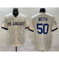 Los Angeles Dodgers #50 Mookie Betts Cream AmberGomez Stitched Jersey