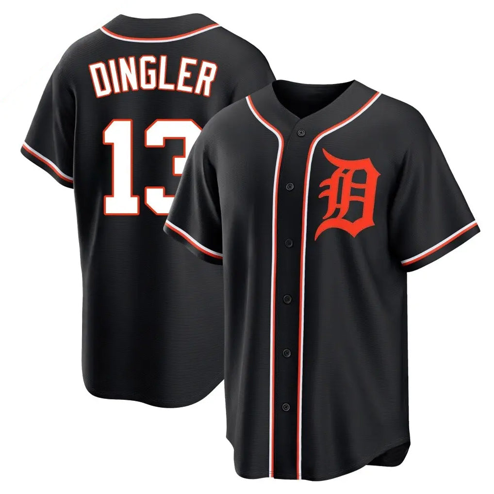 Detroit Tigers #13 Dillon Dingler Player Black AmberGomez Fashion Out Home Game Stitched Jerseys