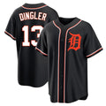 Detroit Tigers #13 Dillon Dingler Player Black AmberGomez Fashion Out Home Game Stitched Jerseys