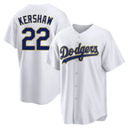 Los Angeles Dodgers #22 Clayton Kershaw Player Gold White AmberGomez 2026 Collection Stadium Game Stitched Jerseys