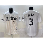 Houston Astros #3 Jeremy Pena White AmberGomez Gothic 'Houston Born Barrio Raised' Limited Stitched Jersey