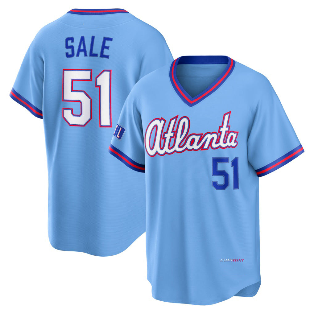 Atlanta Braves #51 Chris Sale Powder Blue AmberGomez 2026 City Connect Stadium Jersey