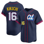 Los Angeles Angels #16 Yusei Kikuchi Player Navy AmberGomez Limited American League All-Star Edition Stitched Jerseys