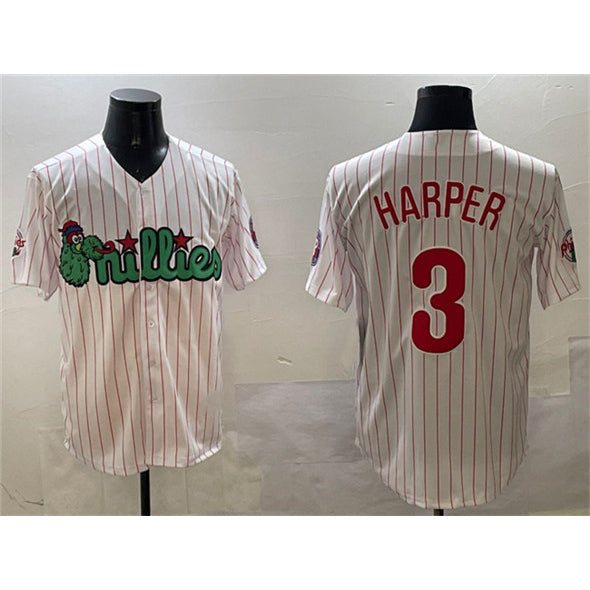 Philadelphia Phillies #3 Bryce Harper White AmberGomez Phanatic Cool Base Stitched Jersey