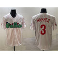 Philadelphia Phillies #3 Bryce Harper White AmberGomez Phanatic Cool Base Stitched Jersey