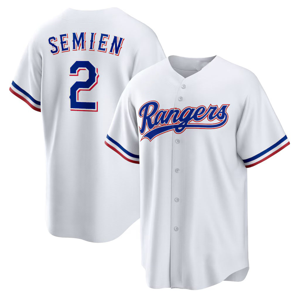 Texas Rangers #2 Marcus Semien White AmberGomez Home Replica Player Jersey